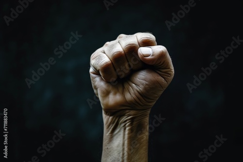 Close Up of Person Raising Fist