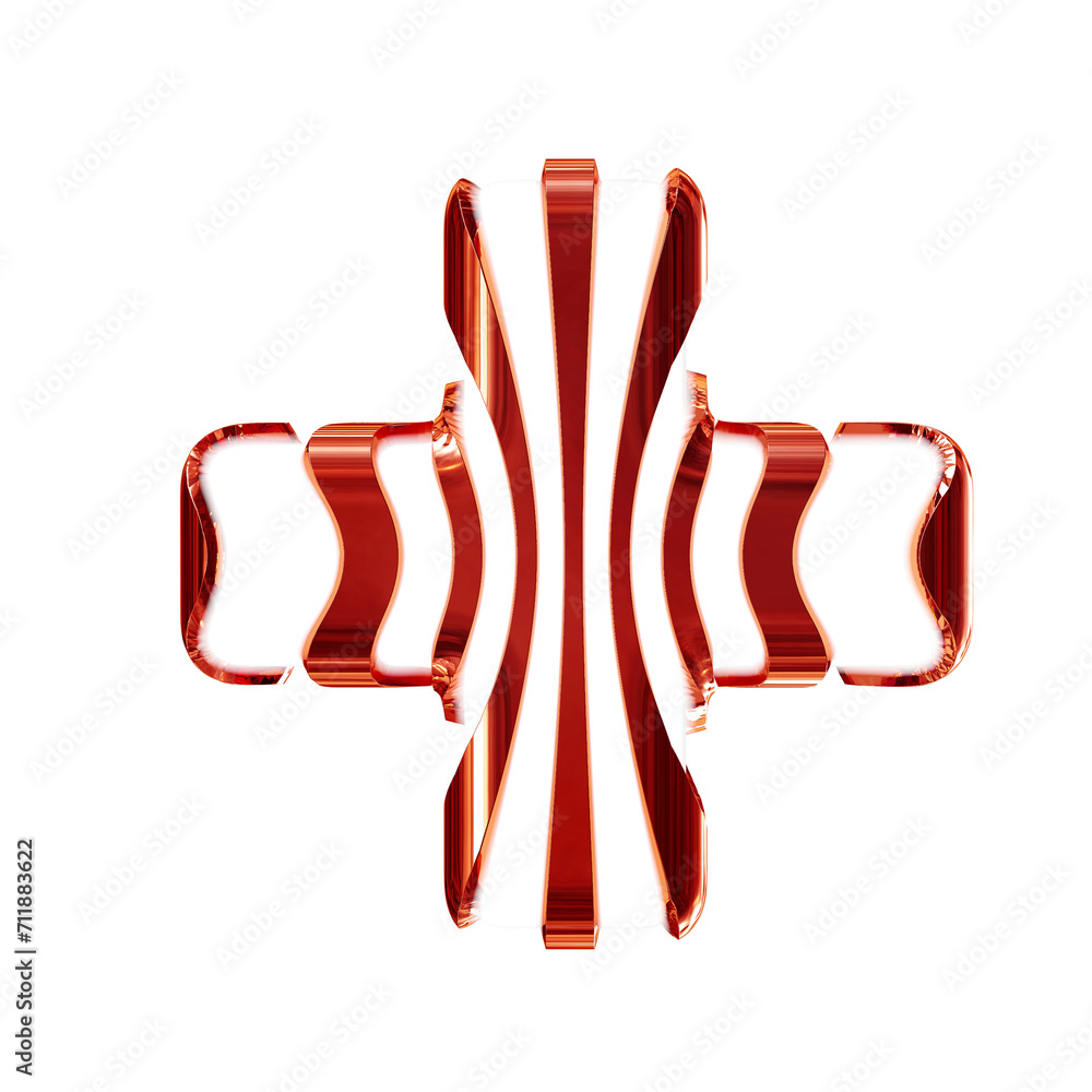 White symbol with red thin vertical straps White symbol with red thin vertical straps