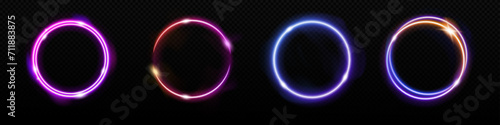 Neon circle vector glowing frame. glow laser ring lamp vector photo
