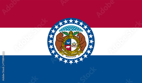The official current flag of Missouri USA state. State flag of Missouri. Illustration. photo