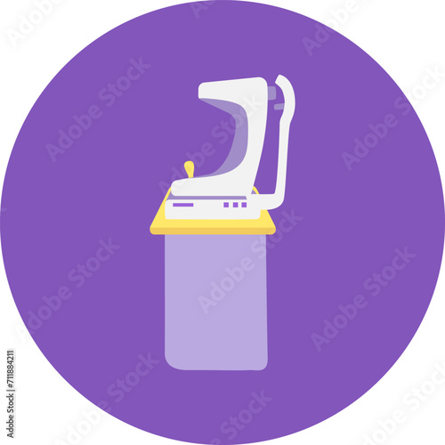 Dental chair vector illustration in a clinic setting. Dentistry, oral care and medical equipment concept icon.