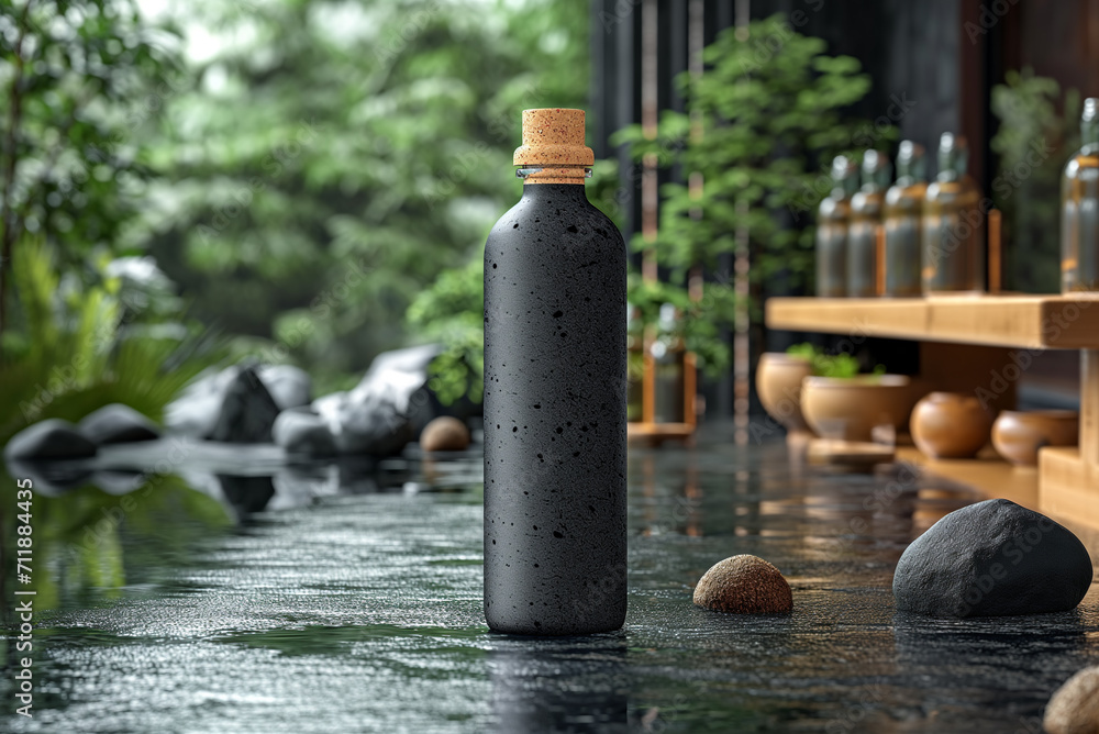 Empty water bottle mockup with luxury background