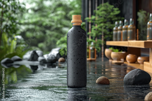 Empty water bottle mockup with luxury background