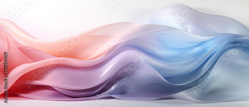 Waves of silky fabrics in gradient hues of pink, purple, and blue, creating a serene and elegant atmosphere. The texture appears soft and smooth with a gentle sheen