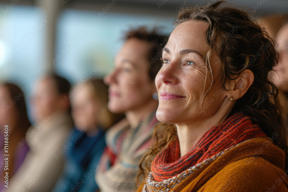 Obraz premium Closeup Portrait of a wellness coach at a health seminar, promoting mindfulness, .