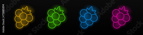 grape neon vector icon. Wine glowing laser lamp symbol