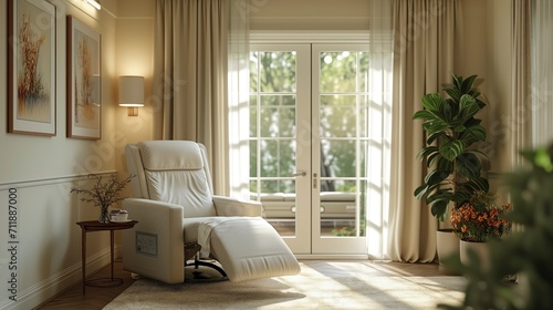 Comfortable Medical Recliner in Sunlit Assisted Living Room