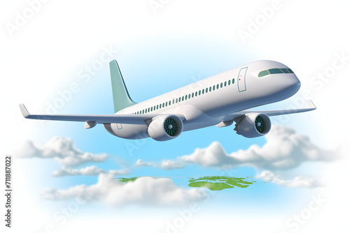 Airline fly worldwide clouds travel tourism plane trip planning world tour. leisure touring holiday summer vacation concept. on isolated on background. logistics transportation. 3d rendering