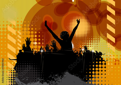 Party background with dancing people - vector illustration