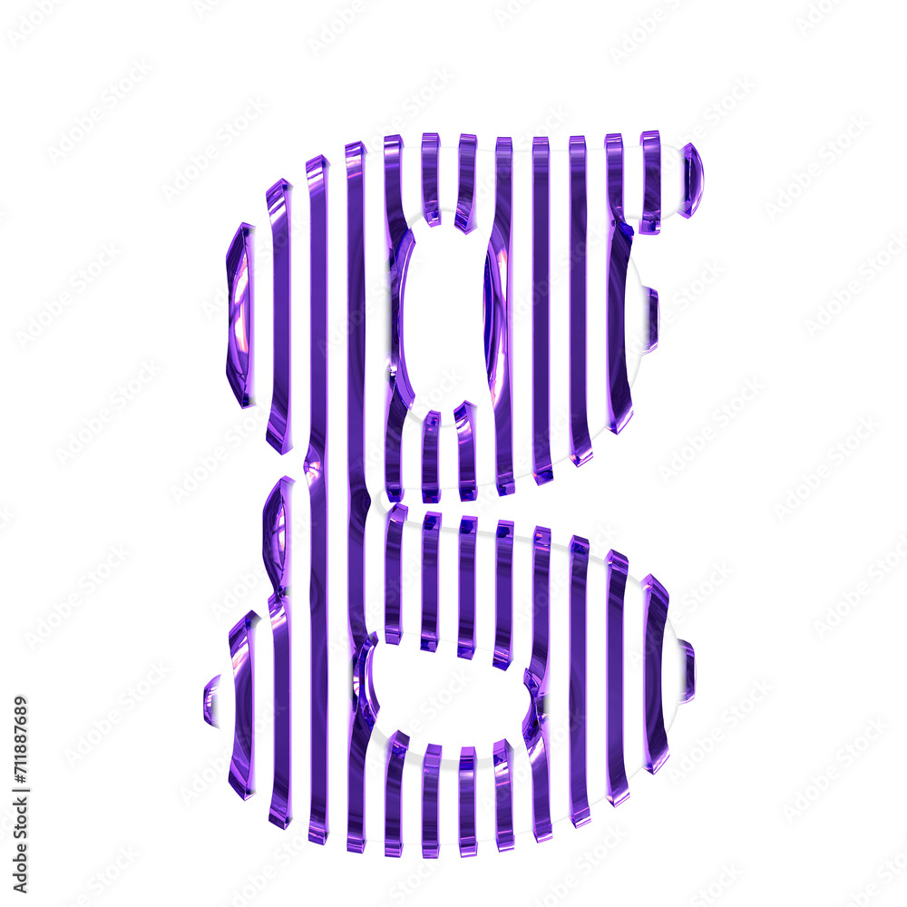 White symbol with purple vertical ultra thin straps. letter g White symbol with purple vertical ultra thin straps. letter g
