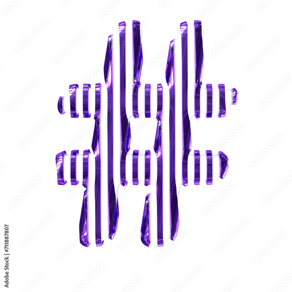 White symbol with purple vertical ultra thin straps White symbol with purple vertical ultra thin straps
