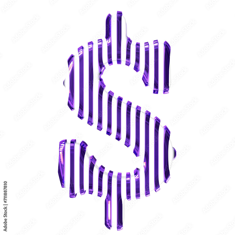 White symbol with purple vertical ultra thin straps White symbol with purple vertical ultra thin straps