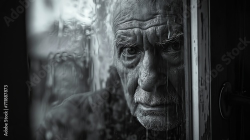 Black and white portrait of an elderly man