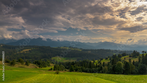View towards the Tatra Mountains, Poland.