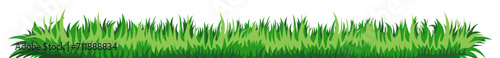 Line of green grass template. Natural glade with border side view for realistic and cartoon design with colorful vegetation vector garden