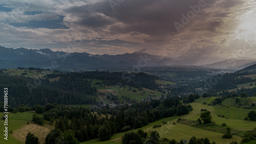 View towards the Tatra Mountains, Poland.