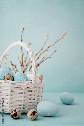 easter decoration, easter eggs decoration in basket