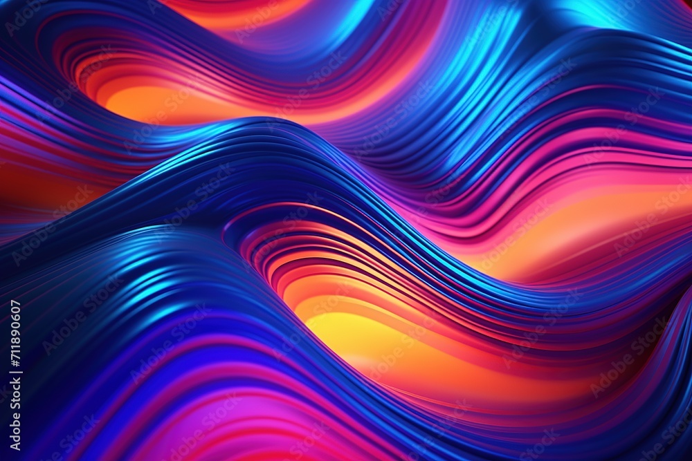 Abstract colorful background with smooth lines in blue, orange and purple colors, Ai Generated