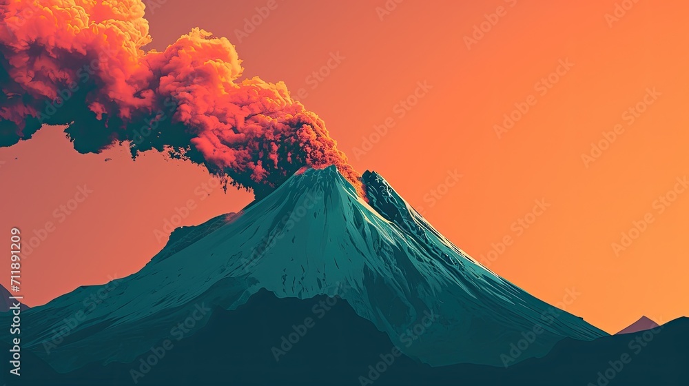 The fiery fury of nature is captured in this stunning image of a shield volcano erupting at sunset, billowing smoke and molten lava into the sky, reminding us of the raw power and beauty of our plane