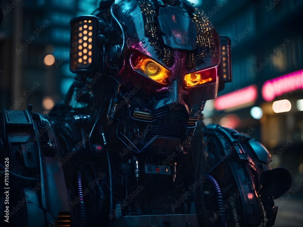 Fototapeta premium Begegnung mit einem unheimlichen Kampfroboter