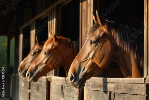 Horses standing in their stalls