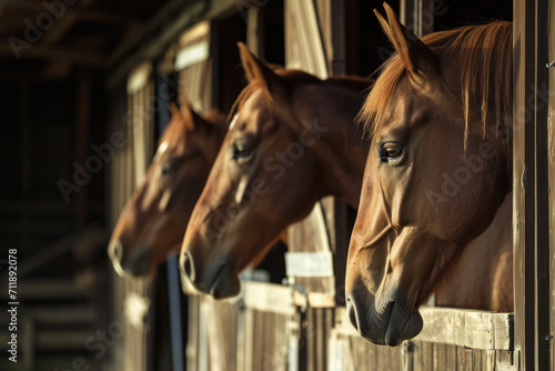 Horses standing in their stalls © Kateryna