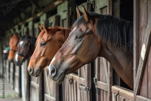 Horses standing in their stalls