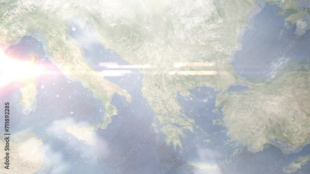Zoom in from space and focus on Pogradec, Albania. 3D Animation. Background for travel intro. Elements of this image furnished by NASA.