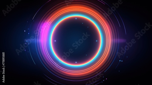Futuristic Neon Circle: Abstract Graphic Poster for Web Page, PPT Background AI Generated