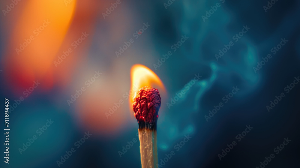 Close-up of a match just as it ignites, blurred background. Close-up of a match just as it ignites, blurred background.