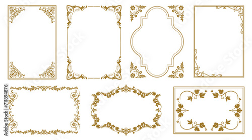 Vintage vector ornament. Floral elements for design of invitations, frames, menus, labels. Borders and frames