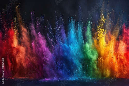 A visually striking explosion of colored powder, frozen in time like a burst of creativity, offering a unique perspective on the concept of energy and celebration photo