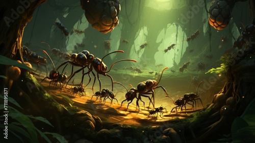 Jungle ants cinematic lighting fantasy background AI generated picture © Rahul