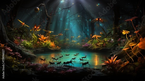Jungle ants cinematic lighting fantasy background AI generated picture