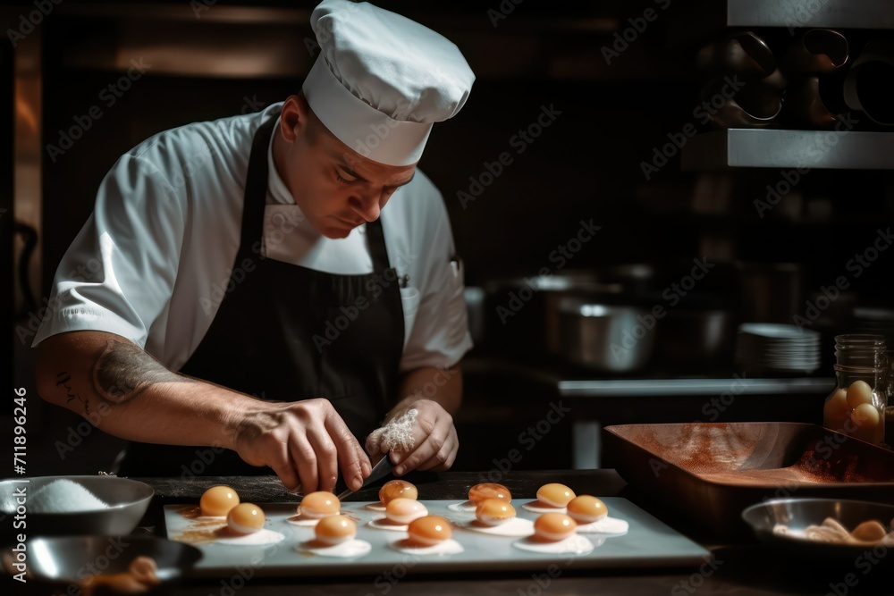 chef preparing food, man in the kitchen, man in the restaurant