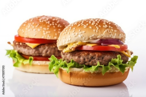 hamburger, hamburger on a plate, hamburger on a wooden table © STOCKYE STUDIO