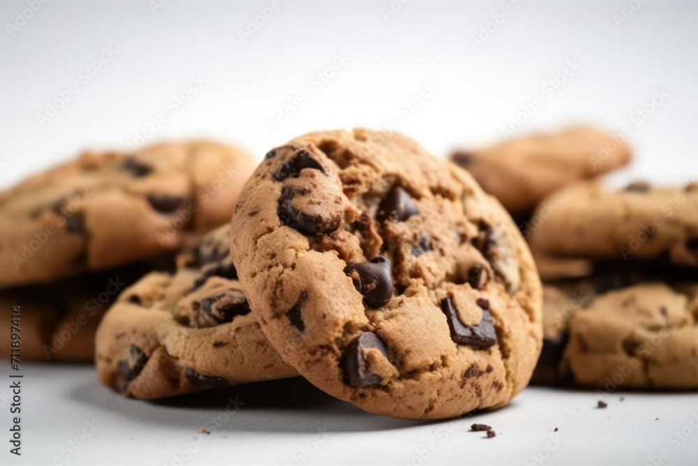 chocolate chip cookies on white background chocolate chip cookies on white background