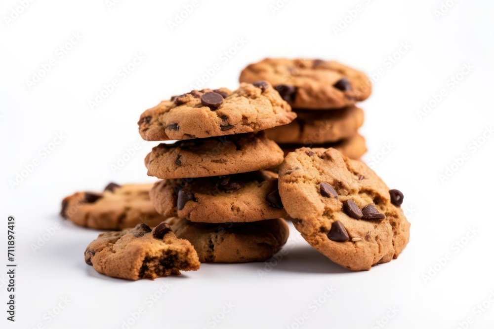 chocolate chip cookies on white background chocolate chip cookies on white background