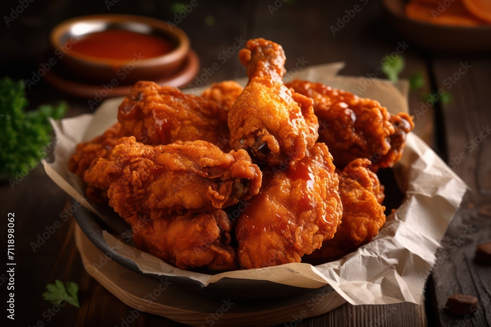 crispy chicken hot wings fried, chicken wings on a plate crispy chicken hot wings fried, chicken wings on a plate