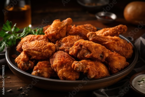 crispy chicken hot wings fried, chicken wings on a plate
