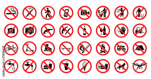 large set of common prohibited signs
