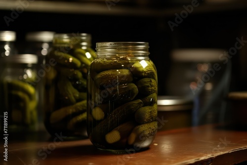 glass jars with pickled cucumbers, jars with vegetables