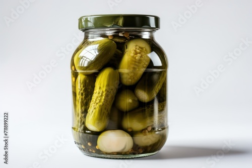 glass jars with pickled cucumbers, jars with vegetables