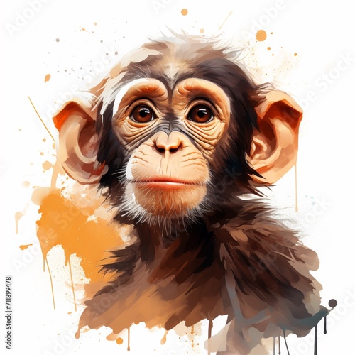 Lovely monkey on vector illustration white background AI generated picture