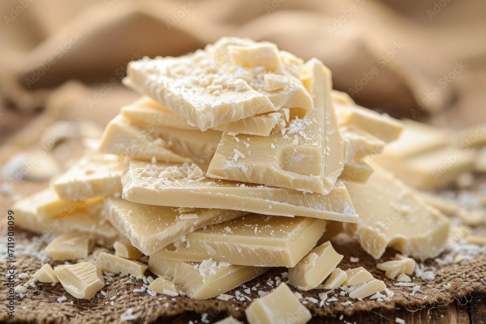 background, white chocolate, pieces, close up , soft and crumbled, the airy shards of white chocolate offer a light, fluffy texture that's pearly and perfect for baking.. background, white chocolate, pieces, close up , soft and crumbled, the airy shards of white chocolate offer a light, fluffy texture that's pearly and perfect for baking..