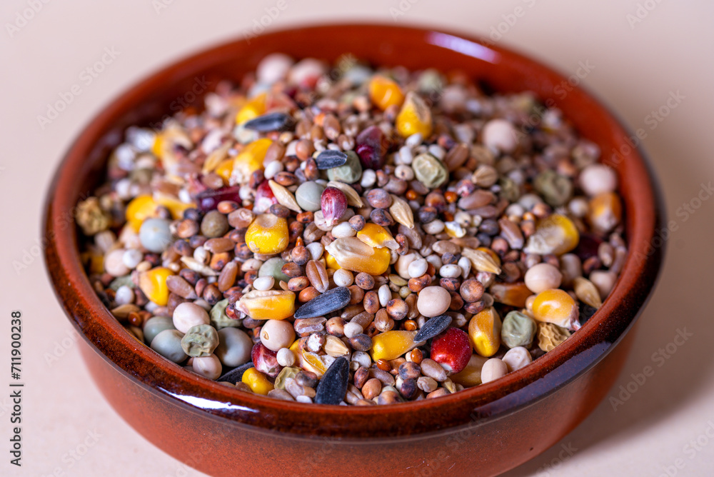 Assorted bird seed, feed for racing pigeons Assorted bird seed, feed for racing pigeons