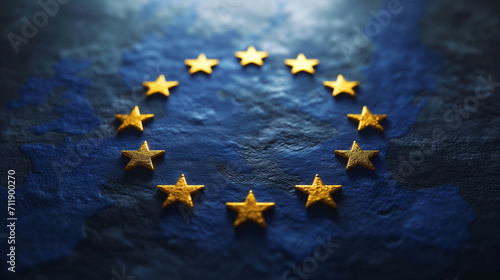 European union flag on surface 3D