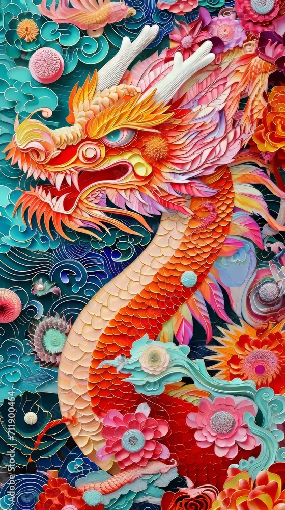 Happy chinese new year, year of the dragon zodiac sign Stock Photo