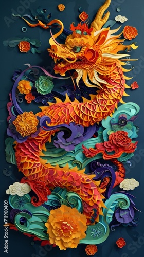 Happy chinese new year, year of the dragon zodiac sign