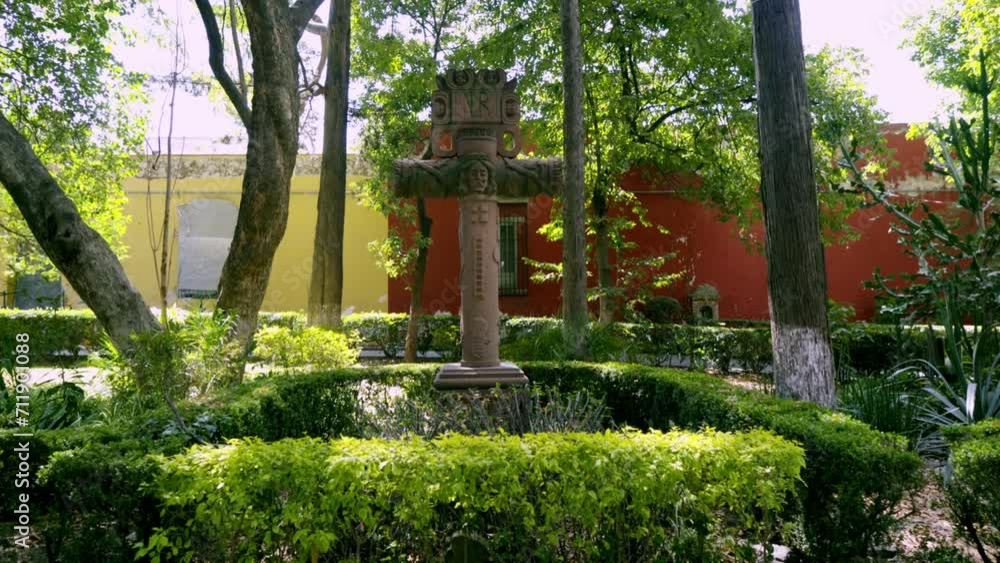 Atrium stone cross in San Agustin Churc, historic center of Tlalpan, Mexico city, Mexico. Atrium stone cross in San Agustin Churc, historic center of Tlalpan, Mexico city, Mexico.